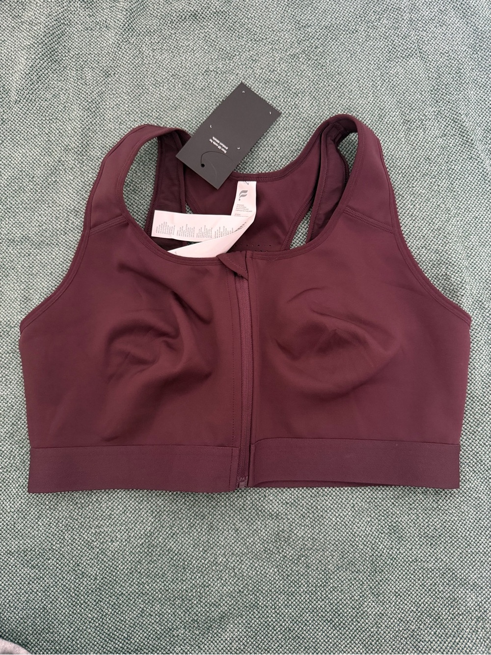 Fabletics Front-Zip Sports Bra - Burgundy Plum
